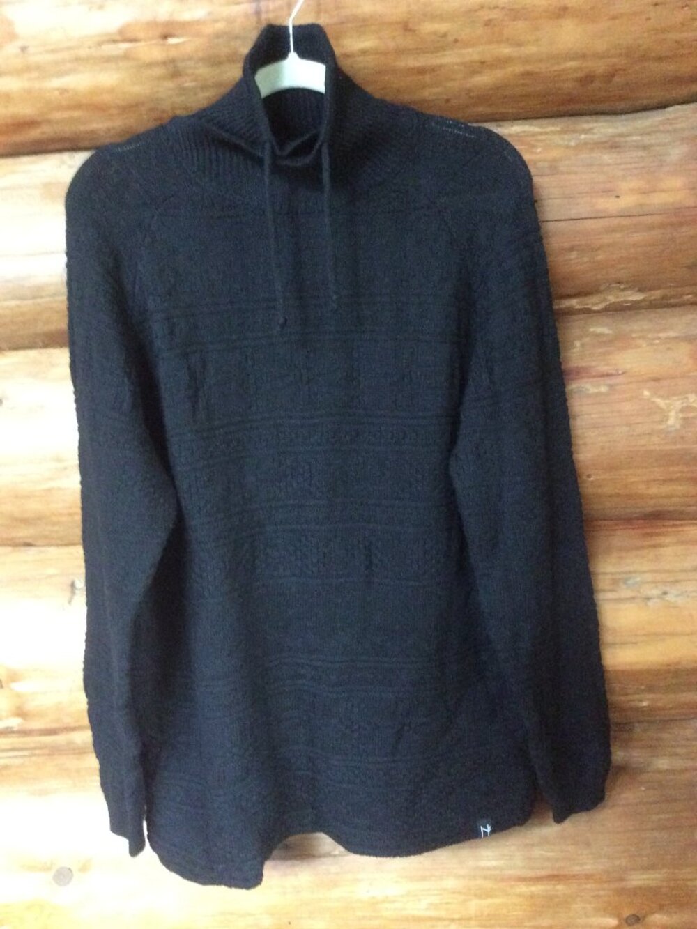 Neve Classic Black Raised Textured Nordic Wool Blend Alpine Sweater Size XL